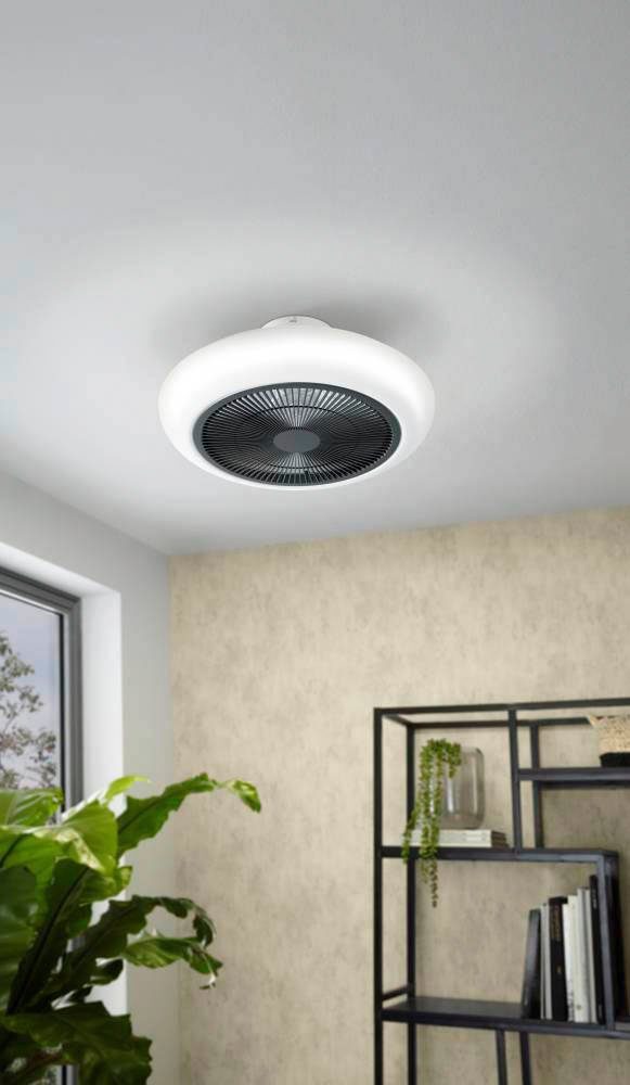 EGLO LED Deckenleuchte SAYULITA, CCT - über Fernbedienung, Dimmfunktion, Fernbedienung, Infrarot inkl., Timerfunktion, LED fest integriert, warmweiß - kaltweiß, Ventilator Decke dimmbar mit Fernbedienung, Timer, Ø 45,5 cm