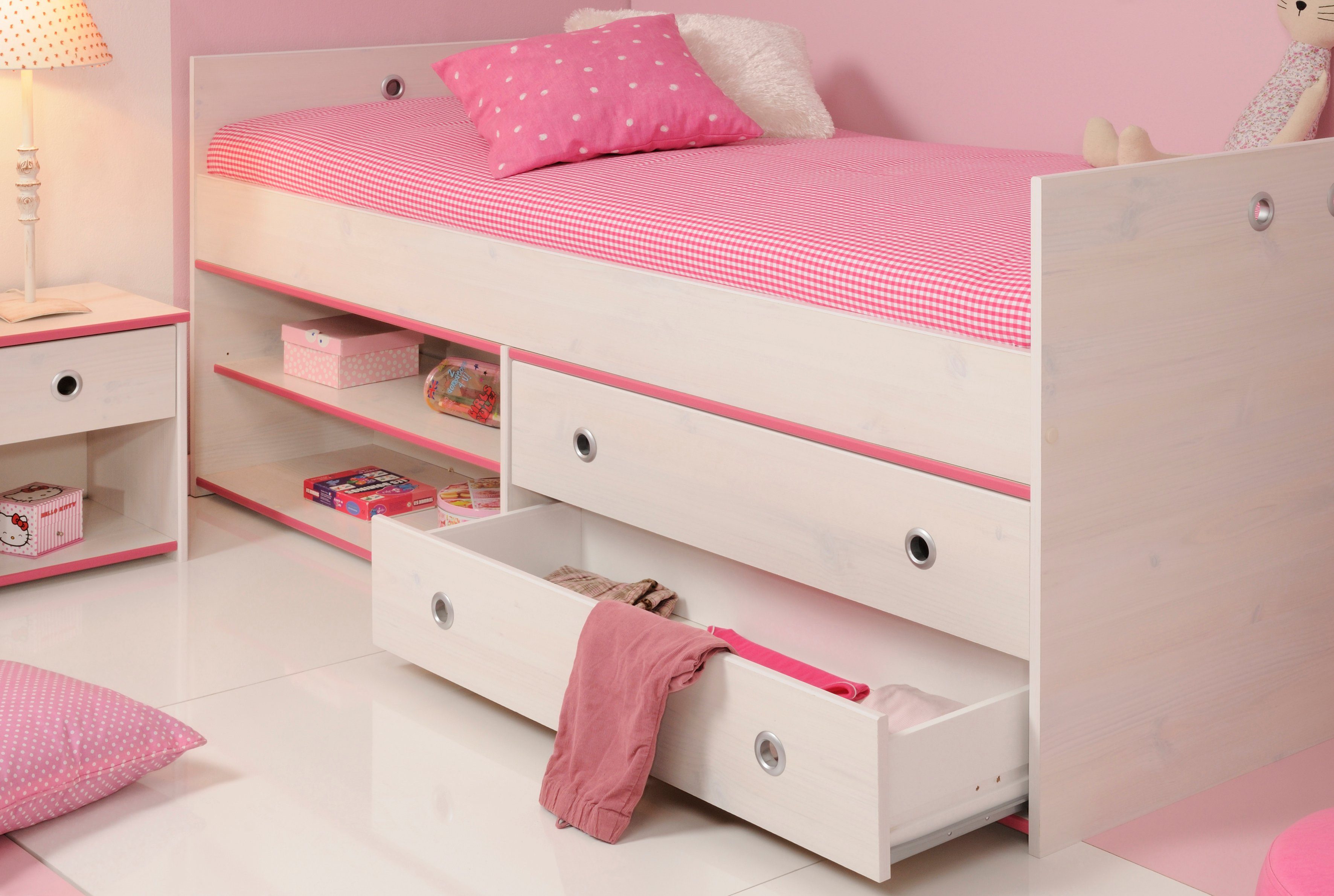 Parisot Jugendzimmer-Set Smoozy, (2-St., Kleiderstange, Schreibtisch und Regal mit Vorhang)