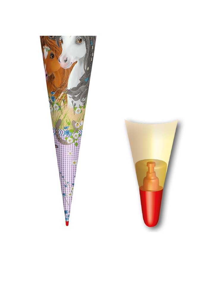 ROTH Schultüte groß Blumenpferde 70 cm, Glitter in Lila günstig kaufen onesize