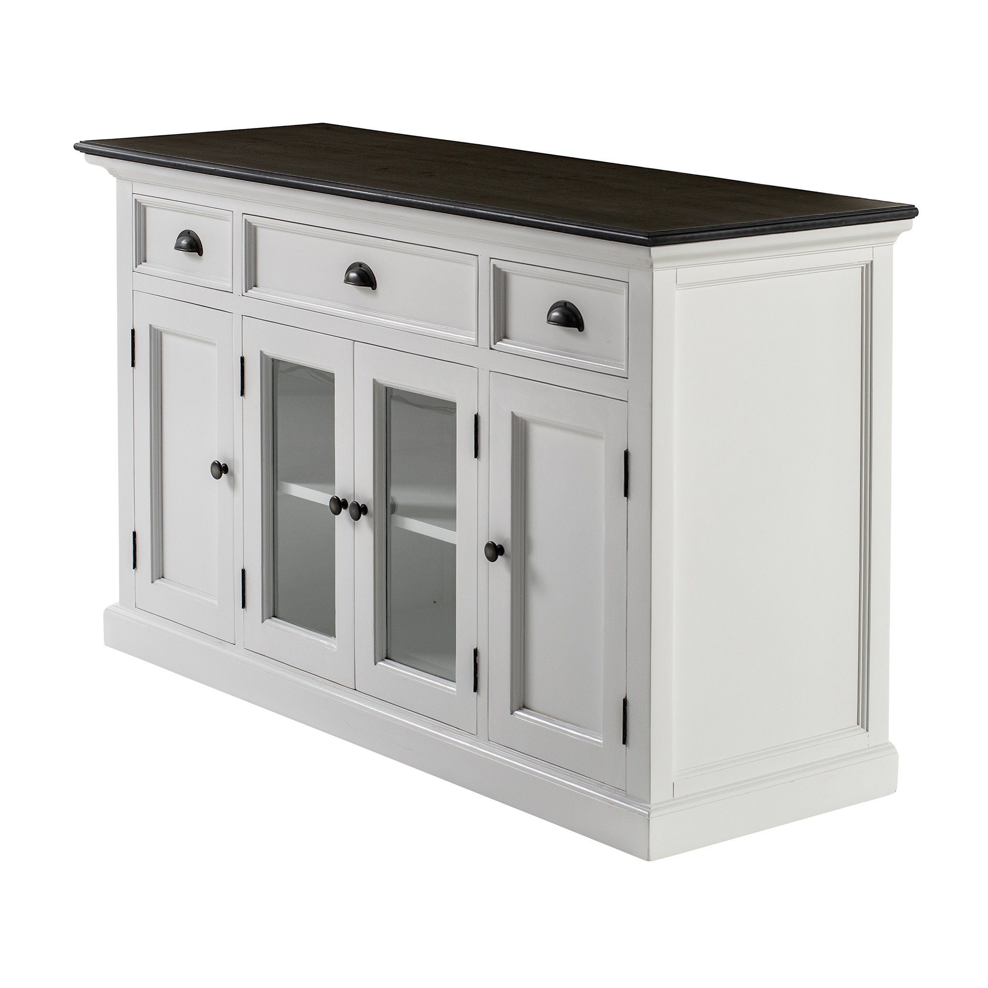 Novasolo Buffet Halifax Contrast Buffetschrank mit 4 Türen, 3 Schubladen und Glaseinsatz