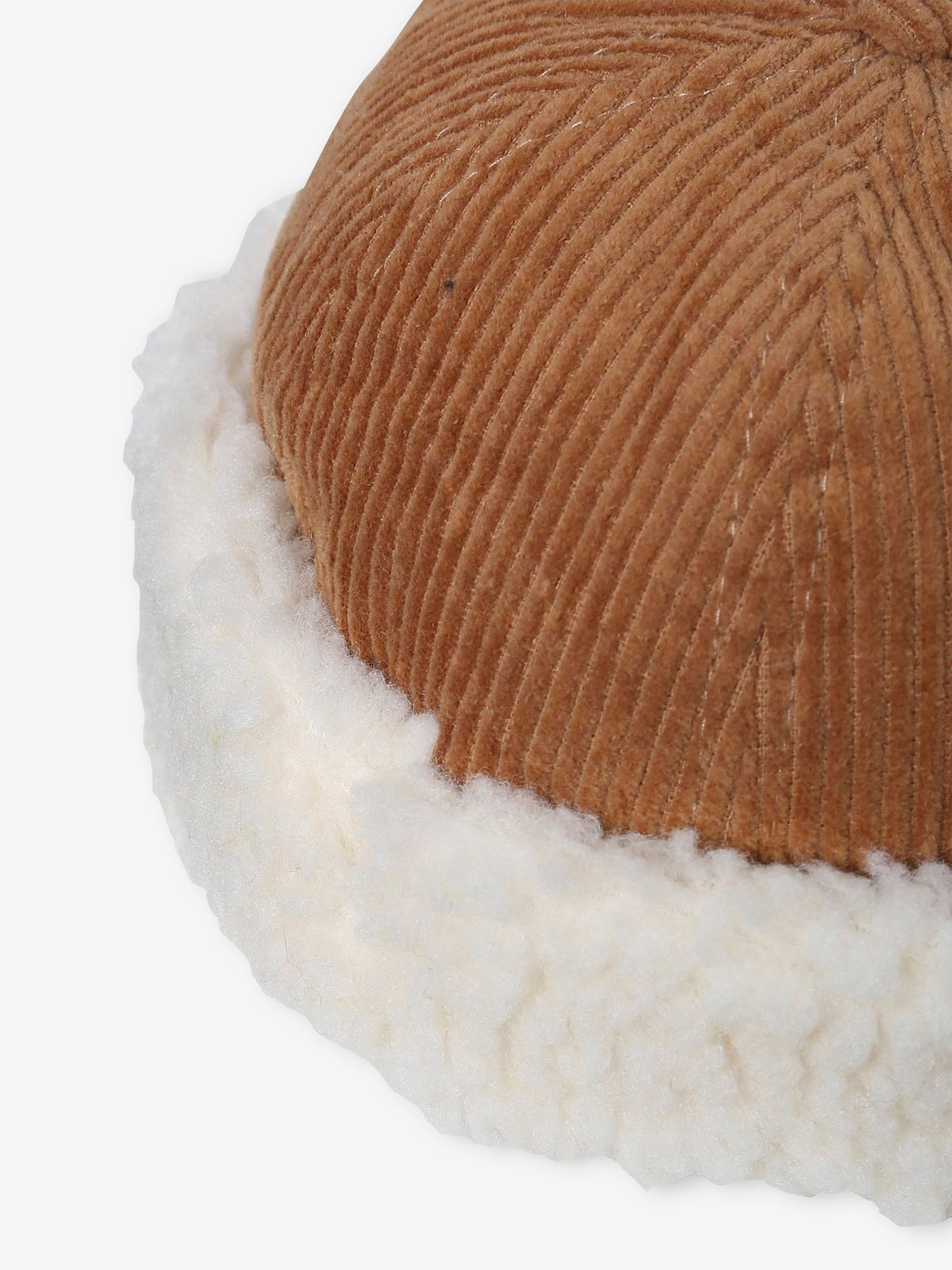 Vertbaudet Jungen Mütze, Cord/Teddyfleece - pack braun