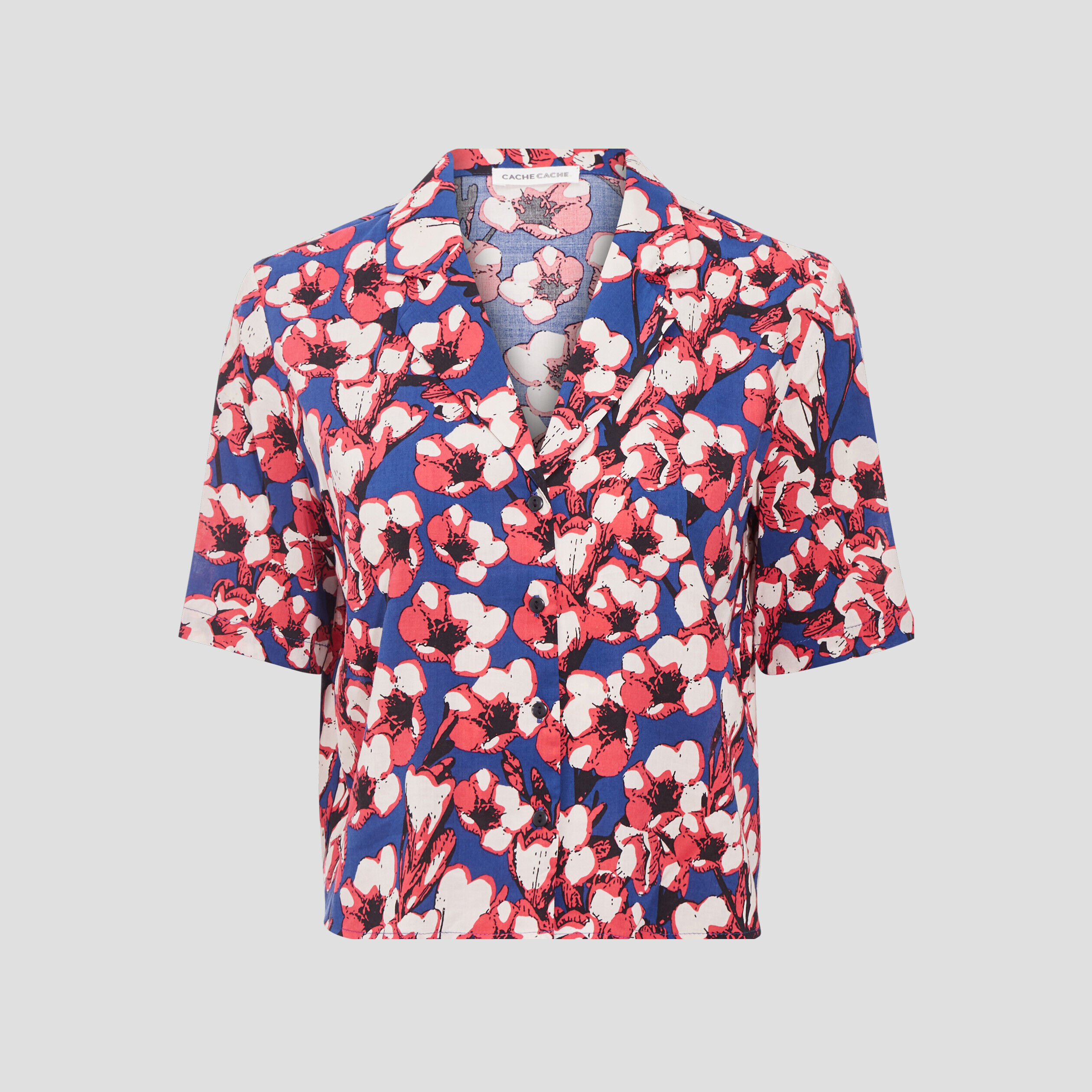 Chemise manches courtes bleu electrique femme | Cache Cache