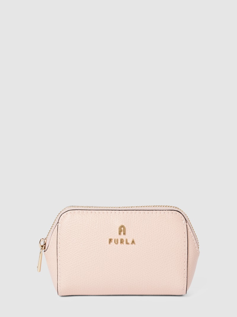 Kosmetiktasche mit Label-Applikation Modell 'CAMELIA' in rosa