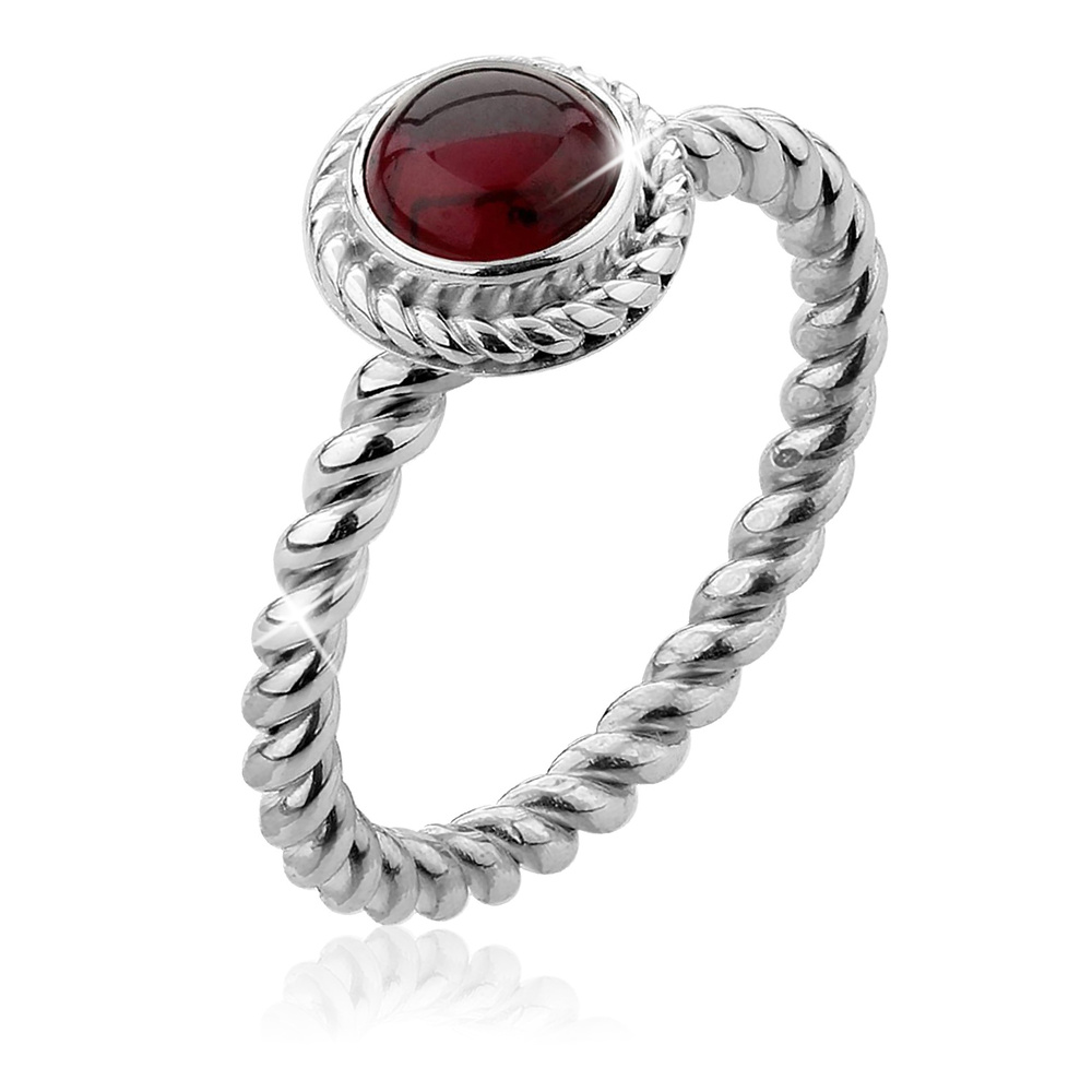 Nenalina Nenalina Bague Twisted Granat Edelstein Basic 925 Sterling Silber Bague