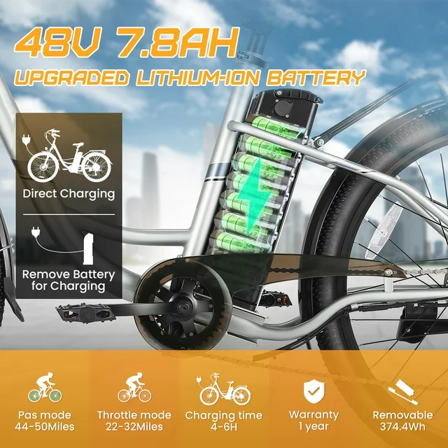 Gocio 500W Electric Bike for Adults, 26 Electric Hybrid Bicycle City Ebike, E Bike with 48V 7.8Ah Battery