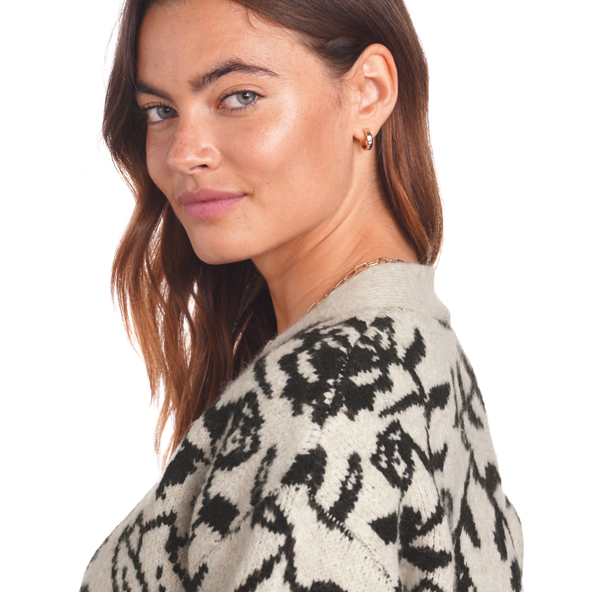 Damen Strickjacke mit Blumen allover