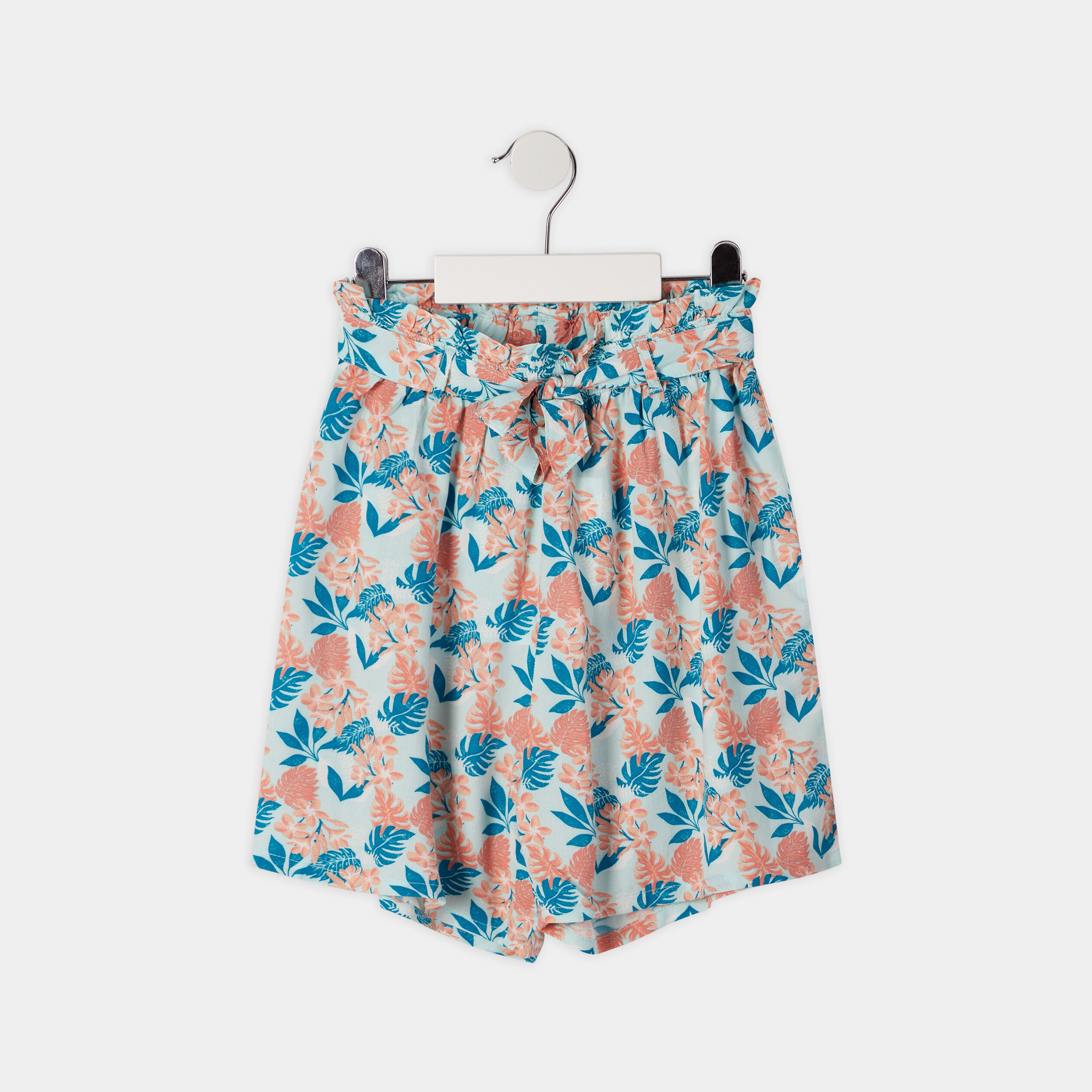 Short fluide avec ceinture bleu turquoise fille | La Halle