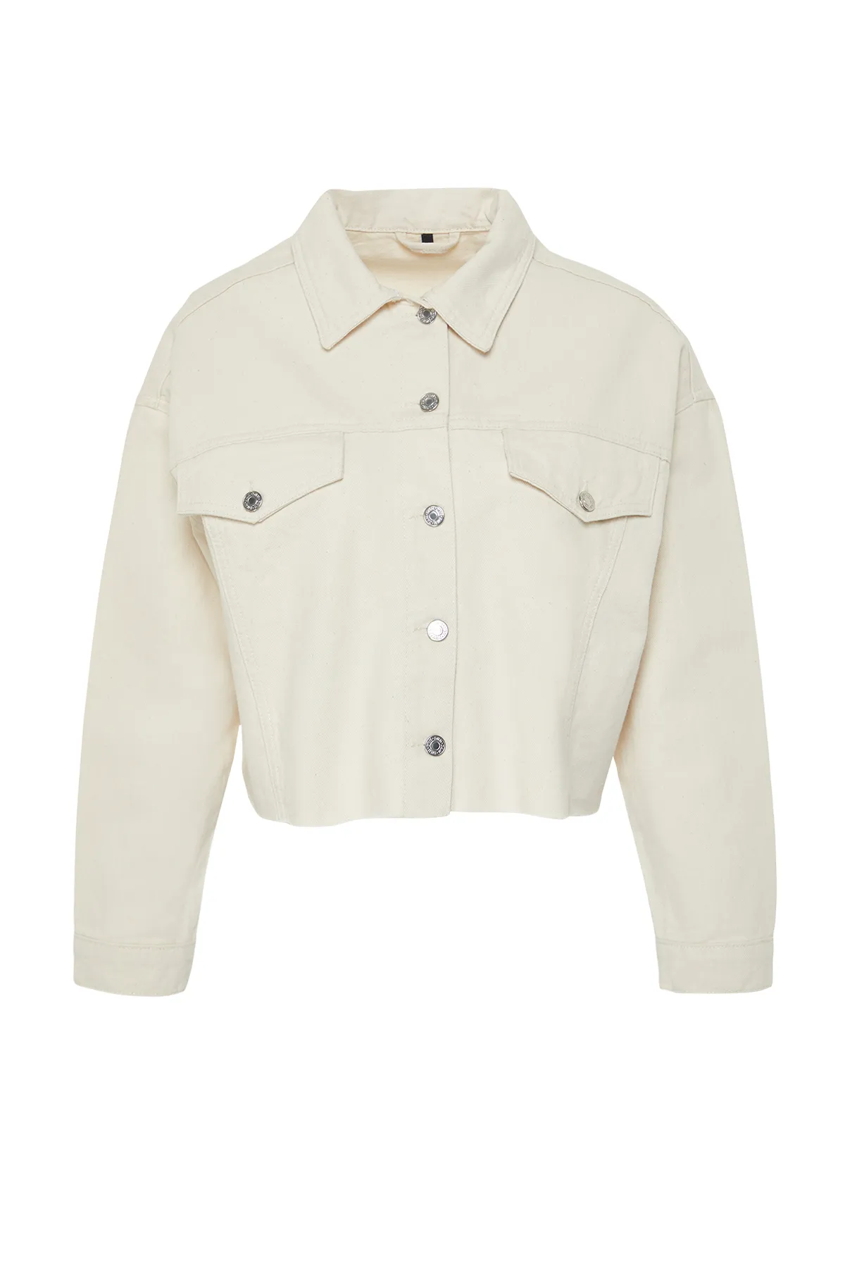 Trendyol Collection  Ecrufarbene Oversize-Jeansjacke TWOSS24CE00036