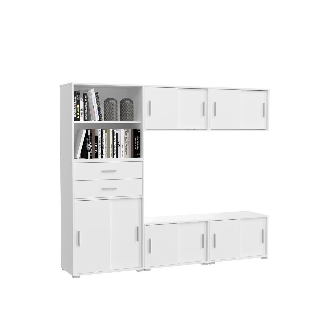 ebuy24 Regal Mover Regal 10 Türen, 2 Schubladen weiß.