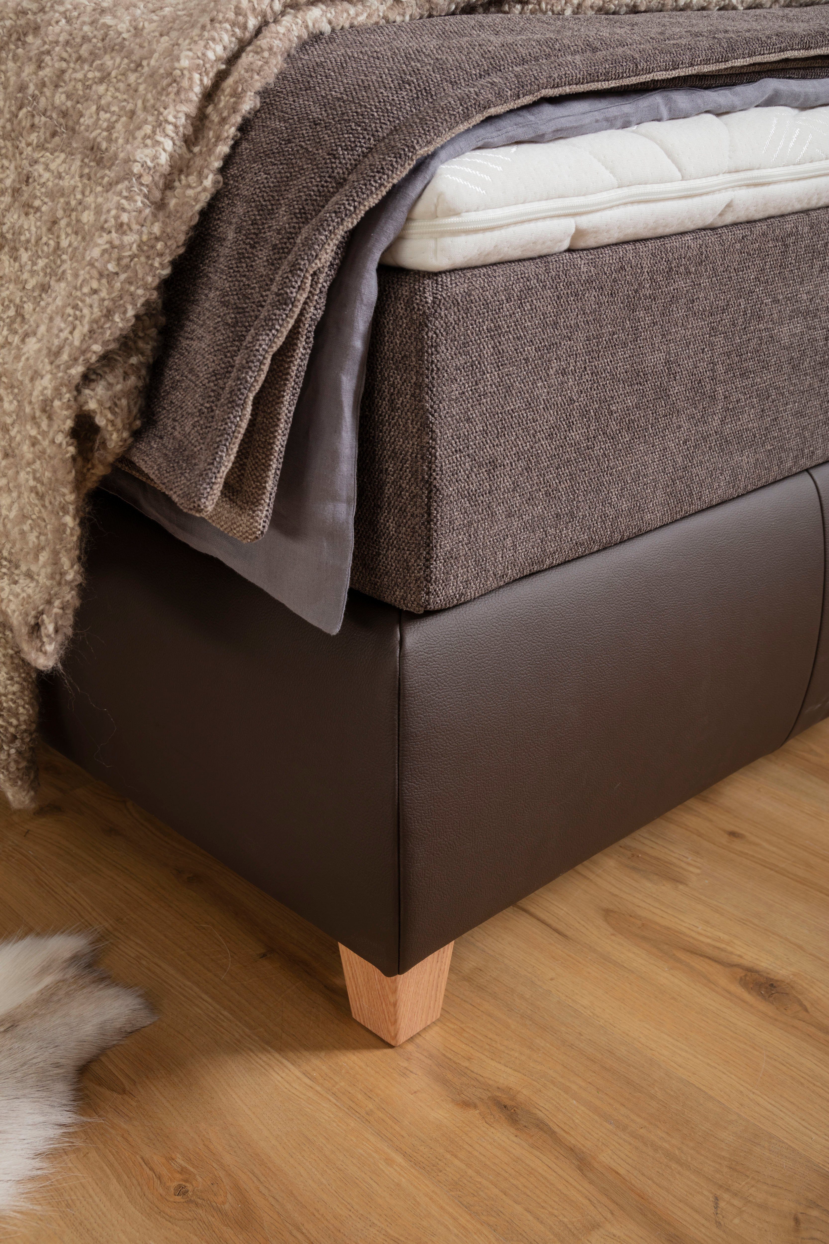 ADA trendline Boxspringbett Luella, Lederbett inklusive Matratze und Viscoschaum-Topper