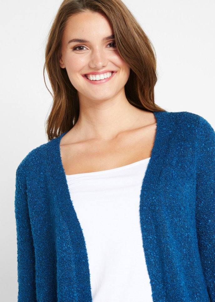Boucle-Longstrickjacke