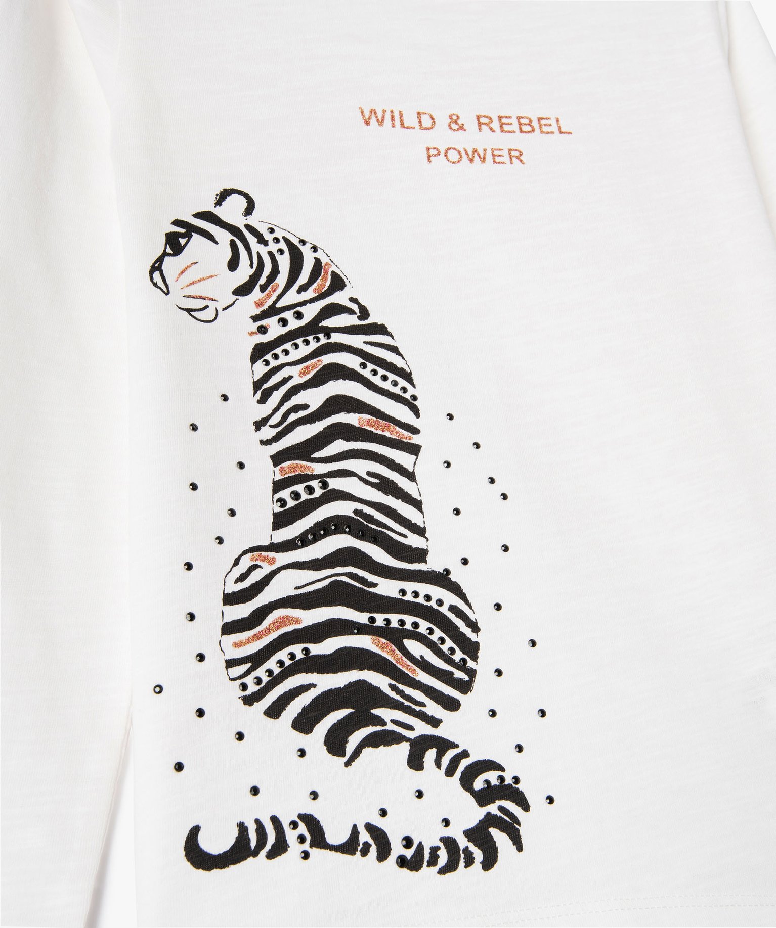 Tee-shirt manches longues imprimé pailleté fille ecru | GEMO