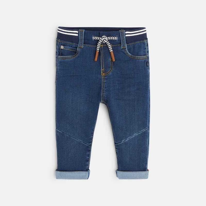 Jean knit-denim taille élastiquée bleu bébé garçon