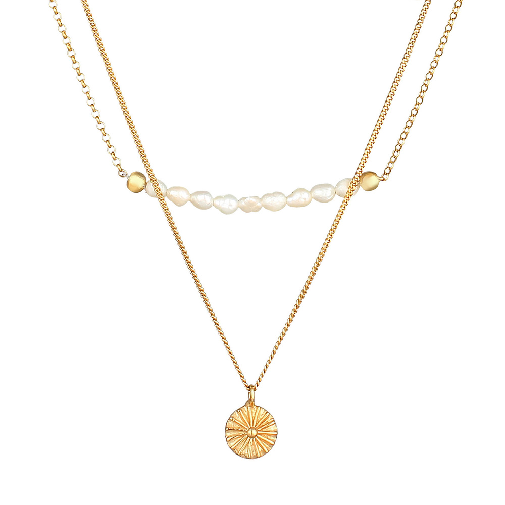 Elli PREMIUM Elli PREMIUM Collier Femmes Couches pièce boho avec perles d'eau douce en argent  collier