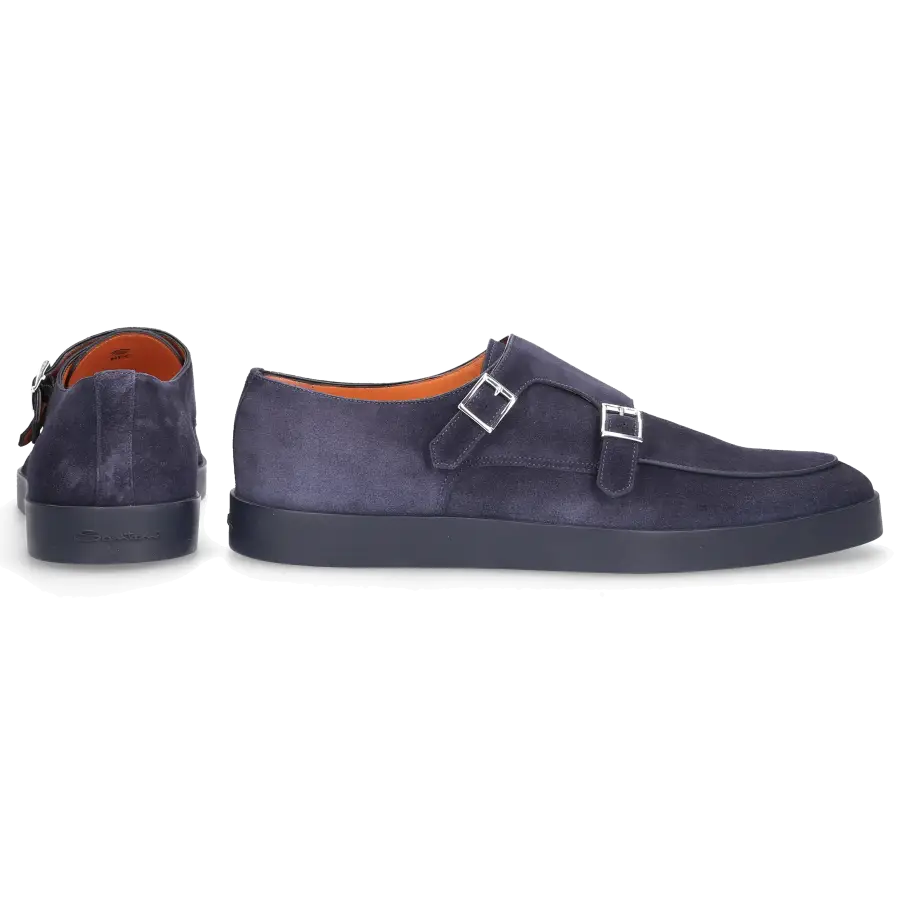 Santoni - Monk Schuhe 16384 Veloursleder - blau