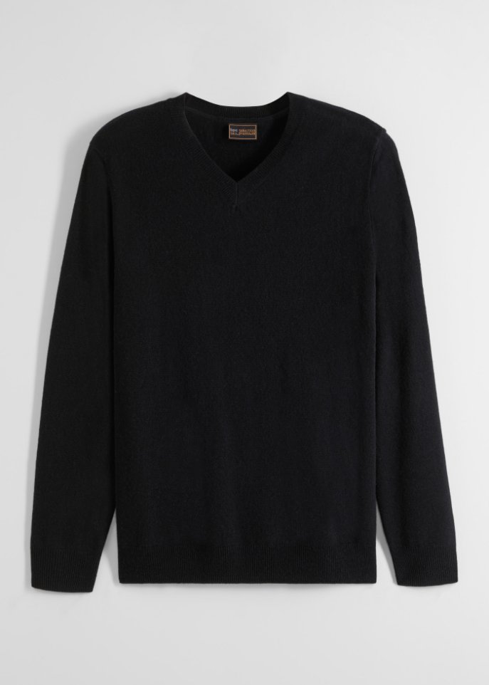 Premium Woll-Pullover mit Good Cashmere Standard®-Anteil, V-Ausschnitt
