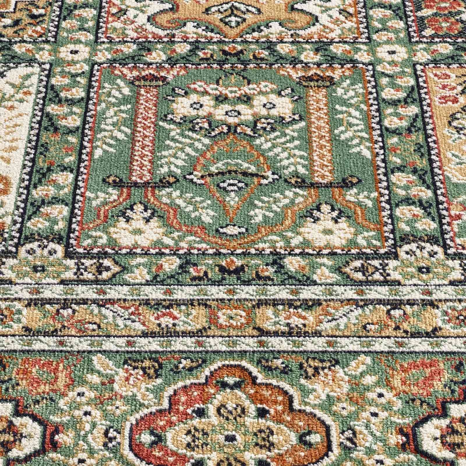 Teppich Palazzo Royal Vintage Felder Moud, TaraCarpet, rechteckig, Höhe: 6 mm, Felder Seiden Optik grün Wohnzimmer Schlafzimmer Esszimmer 67x105