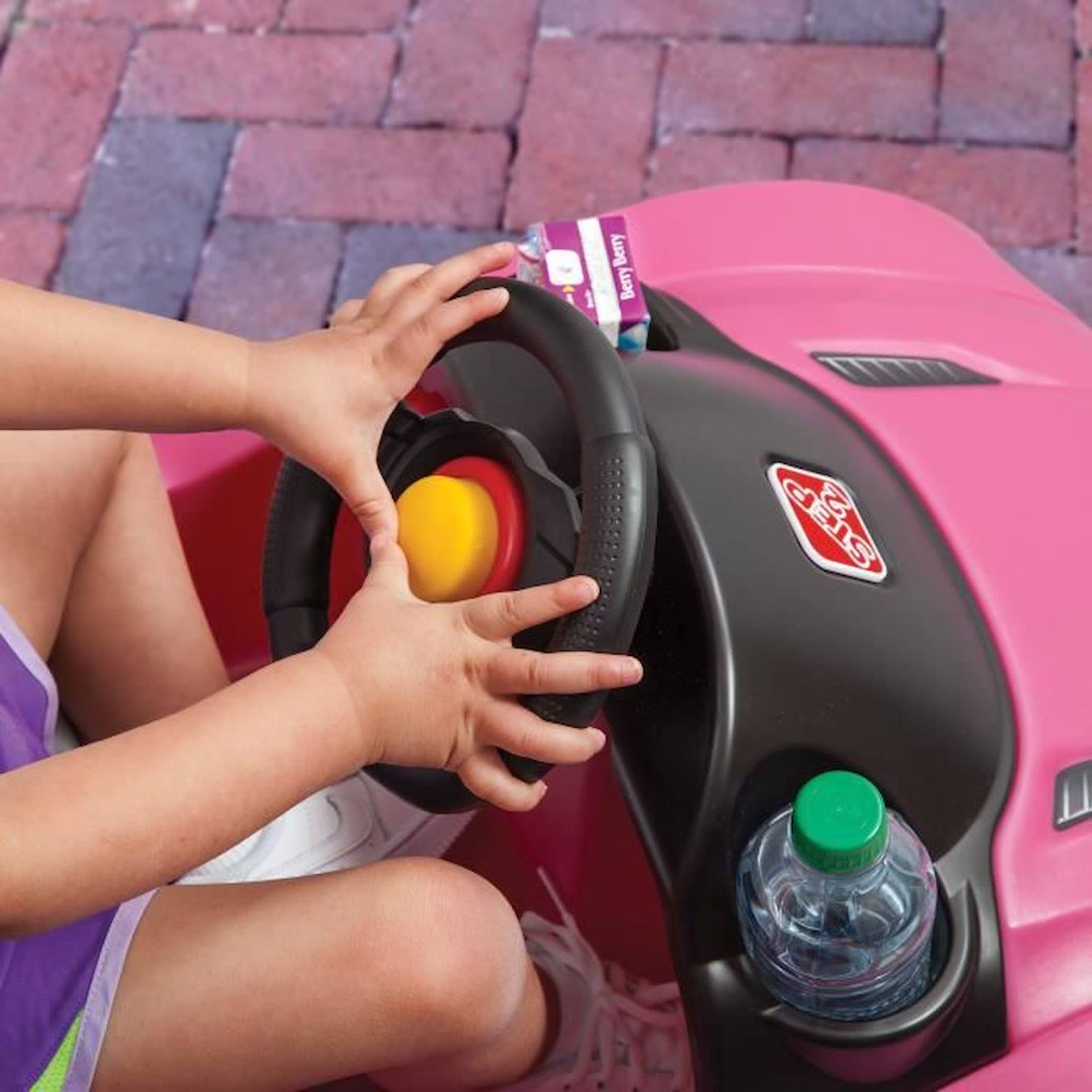 Step2 Push Whisper Ride Voiture Enfant Porteur Auto en rose | Véhicule Jouet avec barre de poussée pour Enfants dès 1.5 ans rose