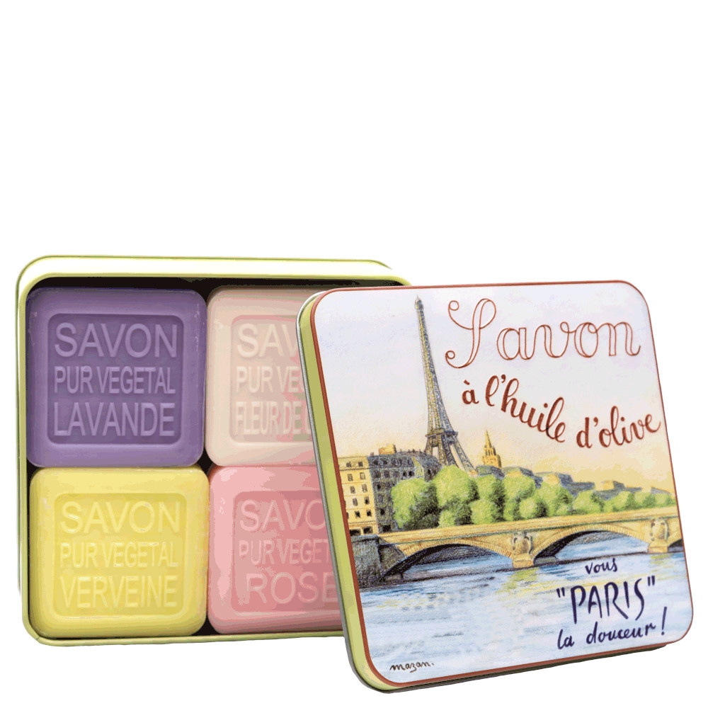 La savonnerie de nyons Coffret de 4 Savons (Lavande, Verveine,Fleur de Coton, Rose) La Seine Savon