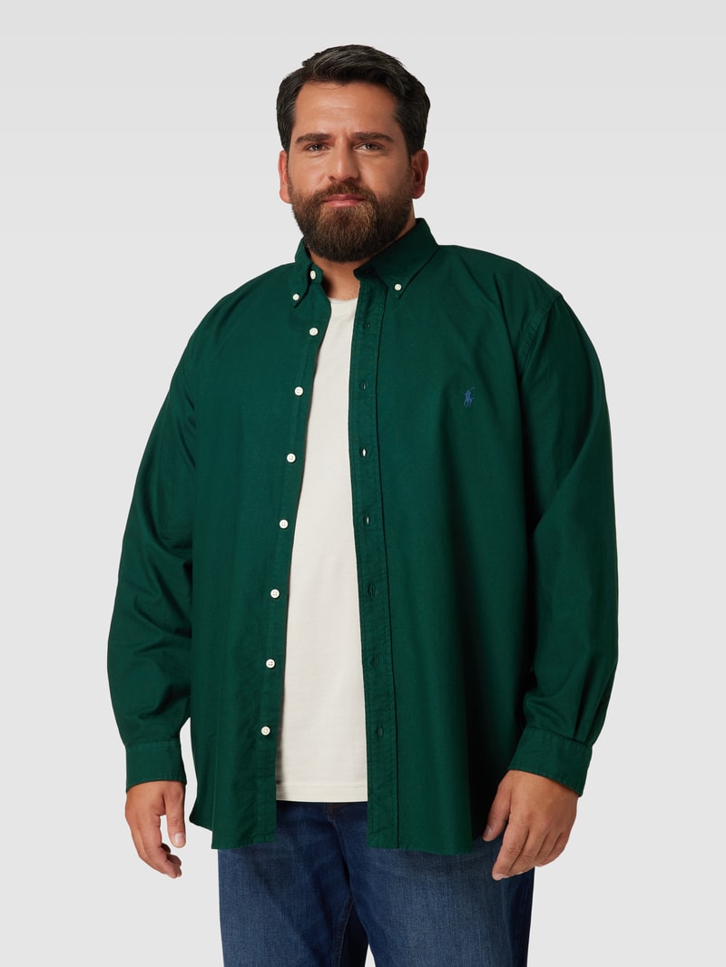 PLUS SIZE Freizeithemd mit Label-Stitching in dunkelgrün