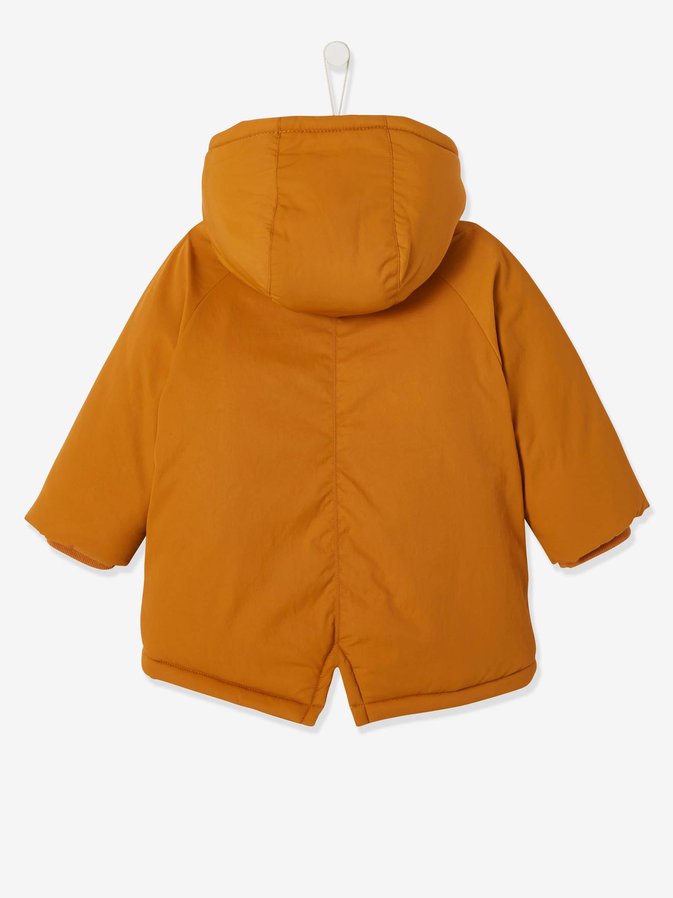 Parka doublée bébé à capuche cannelle