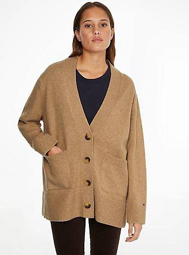 TOMMY HILFIGER Damen Strickjacke WOOL BLEND CARDIGAN Oversized Fit