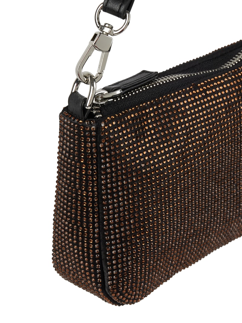 Pochette mit Strasssteinen in schwarz