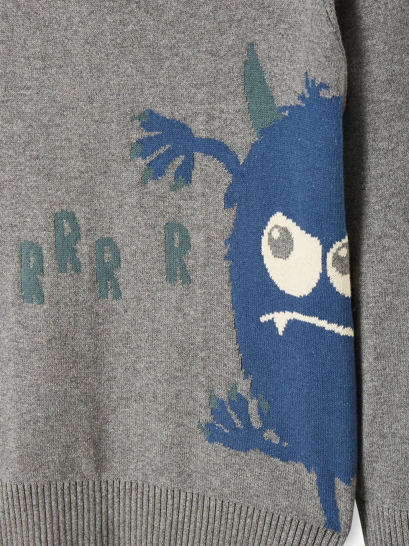 Pull jacquard motif ludique garçon gris chiné moyen