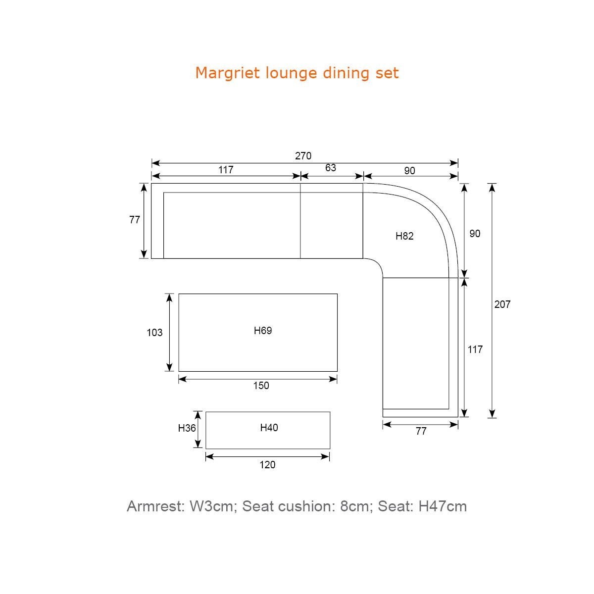 Garden Impressions Gartenlounge-Set Hohe Dining Aluminium Open Wicker Eck-Lounge Margriet 6tlg., wasserabweisende Kissen
