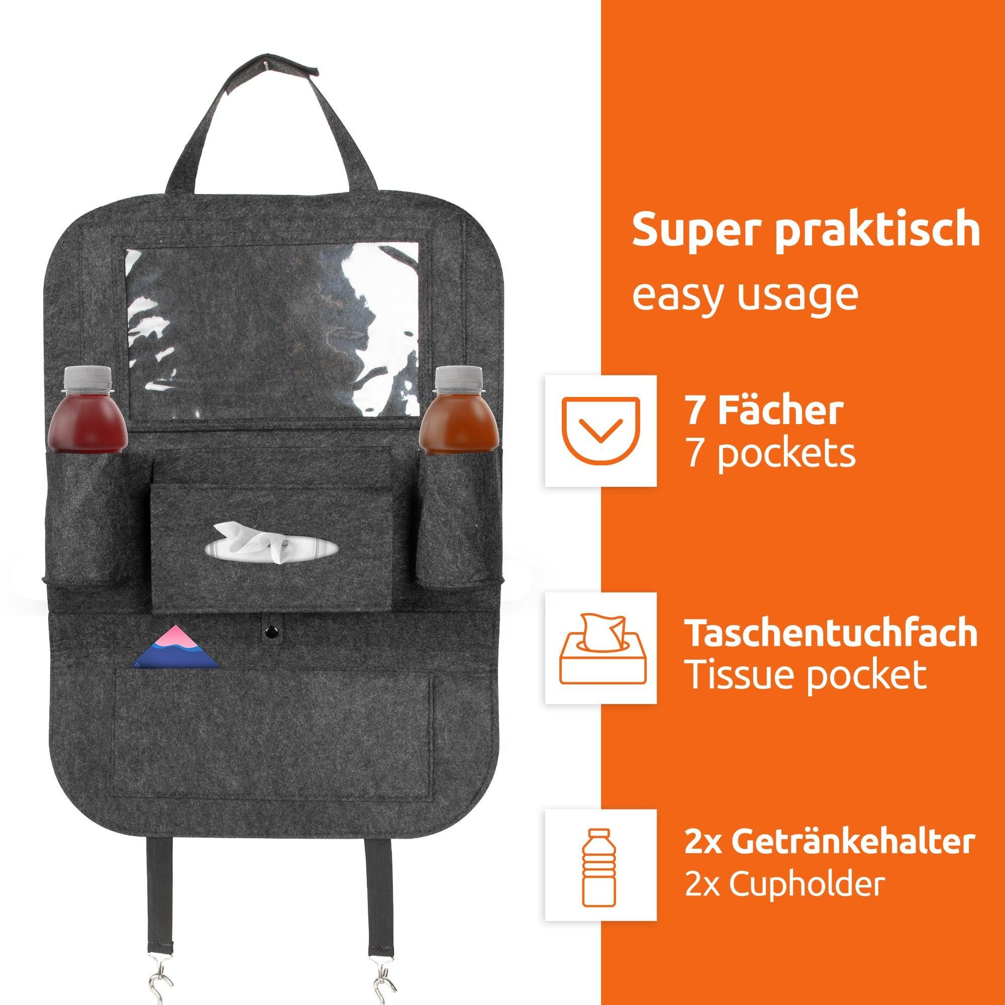 ECENCE Auto-Rückenlehnentasche 1x Rückenlehnen-Schutz Auto Filz Rücksitzschoner (1-tlg)
