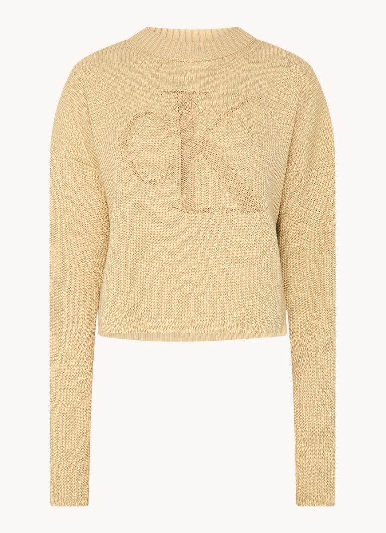 Pulover gros Calvin Klein cu logo țesut