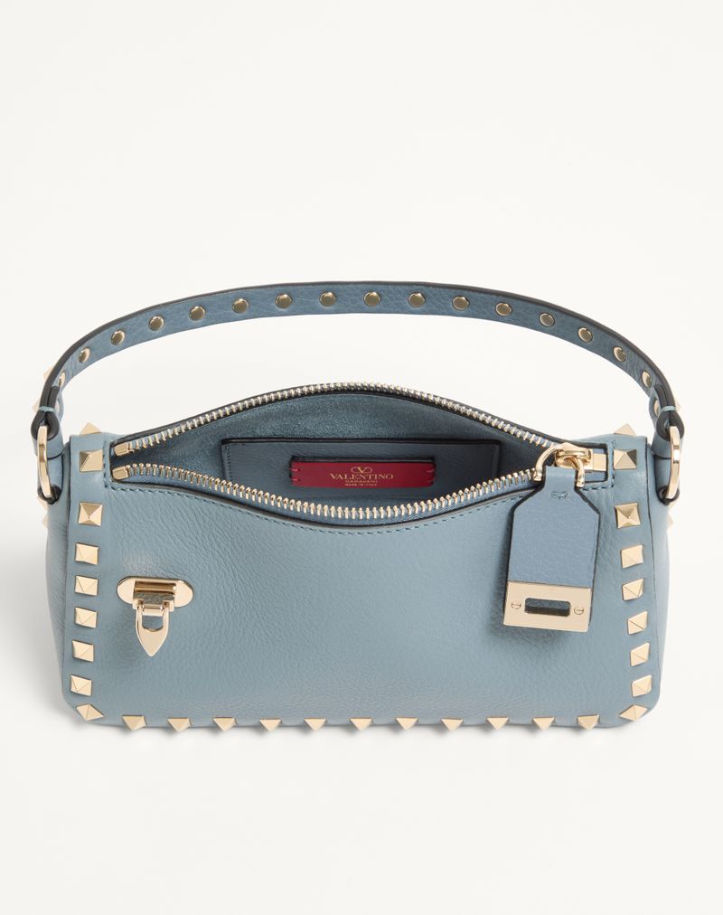 Bolsa de ombro pequena Rockstud em couro de bezerro granulado