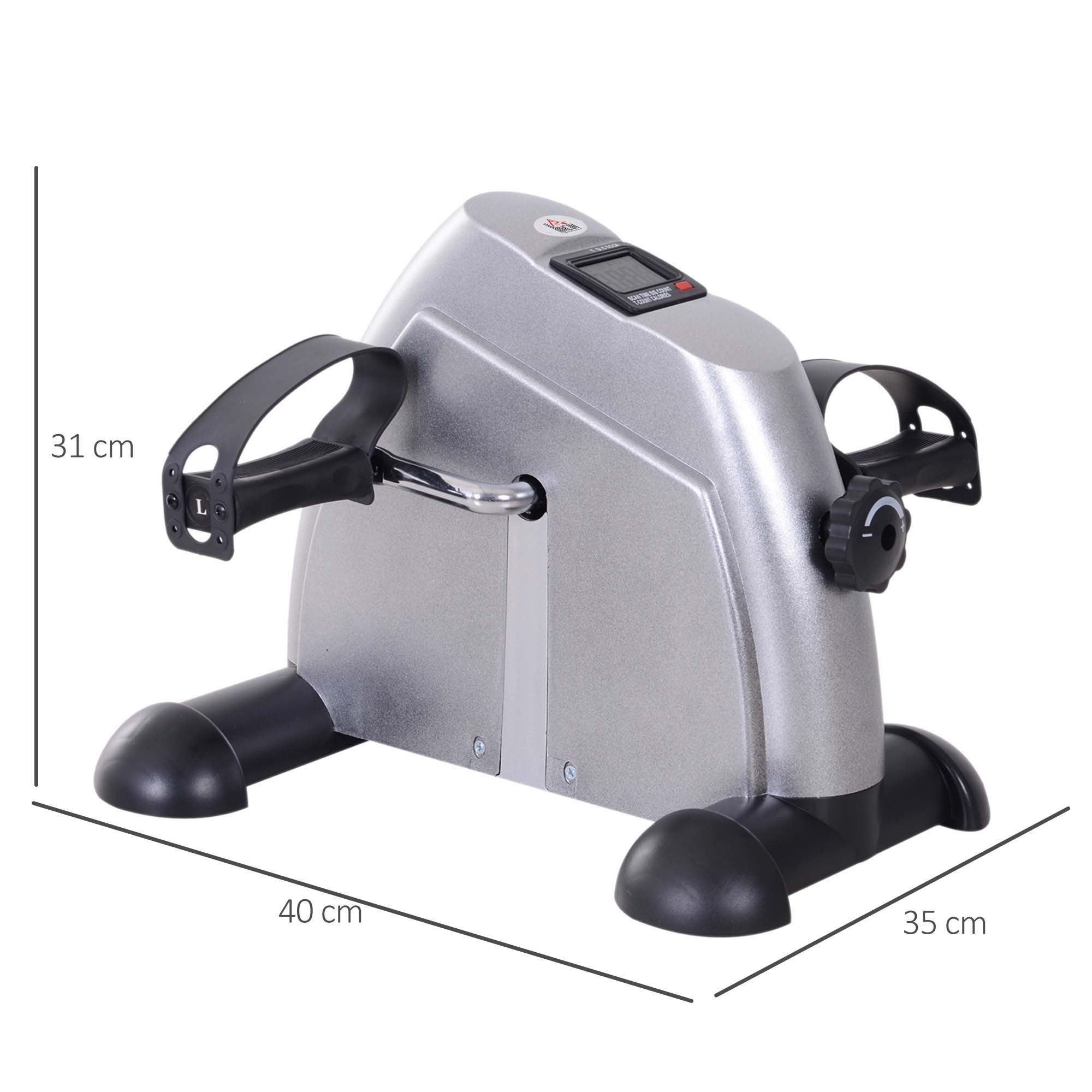 HOMCOM Heimtrainer Mini Bike Pedaltrainer Trainingsrad Fahrradgerät Gusseisen Silber (1-tlg., mit LCD-Display), 35B x 40T x 31H cm