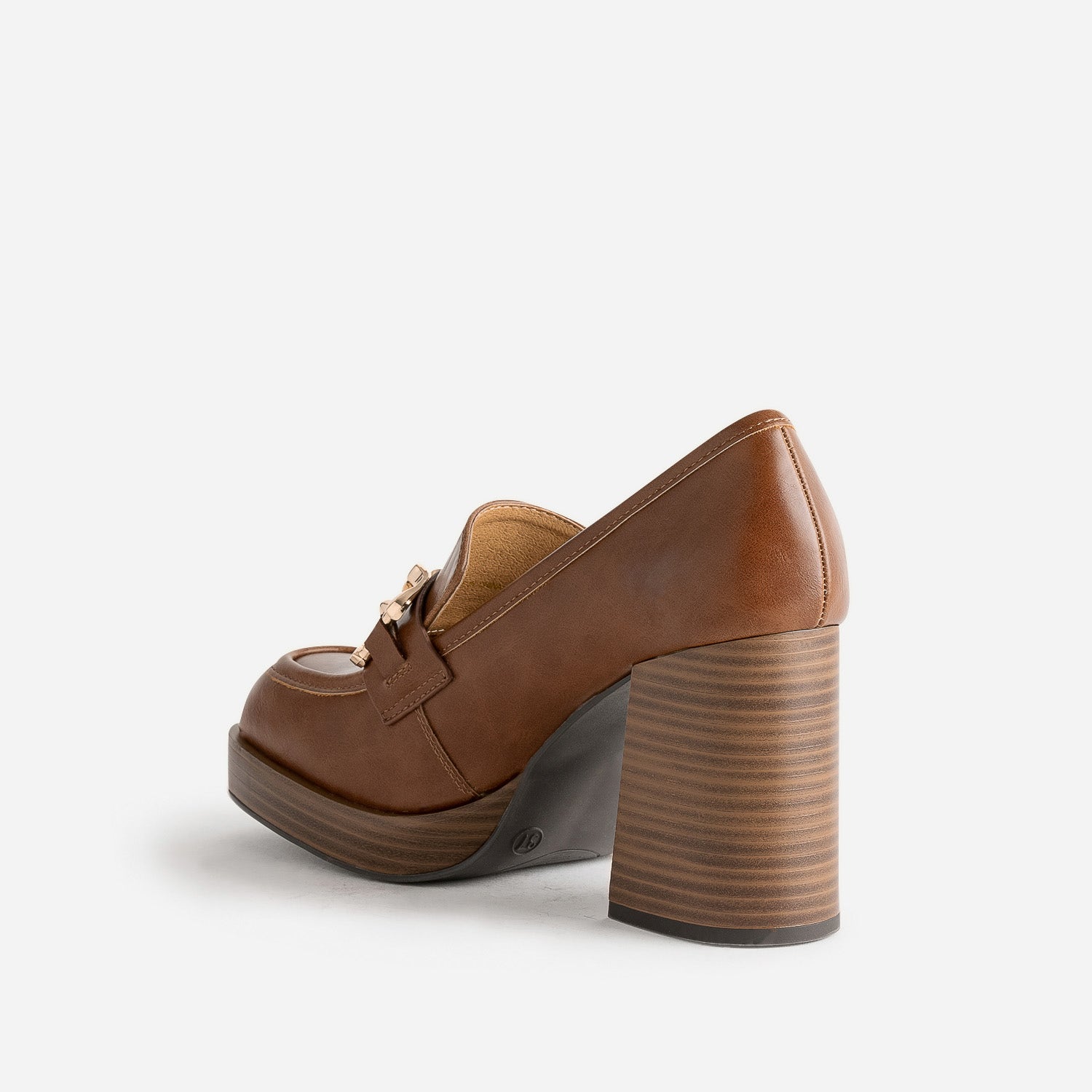 Mocassin à talon camel éco-conçu avec maxi chaîne