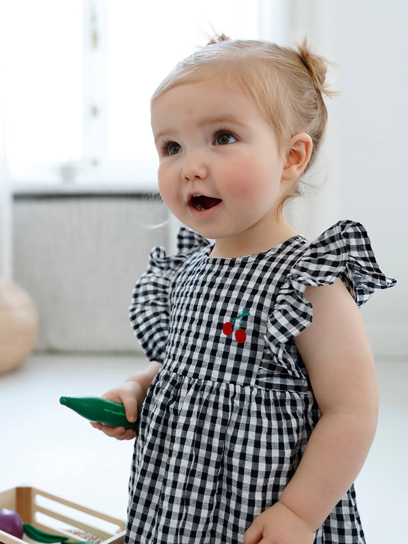 Vertbaudet Mädchen Baby Kleid, ärmellos - graugrün
