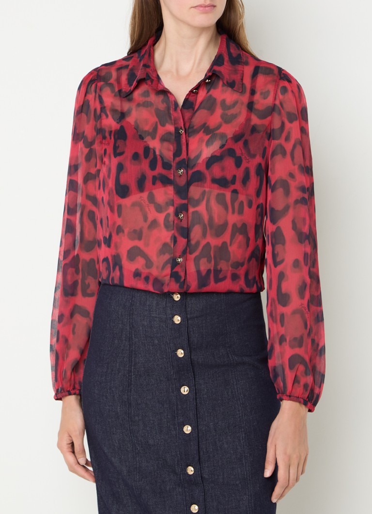 Blusa semitrasparente Dilara di Fifth House con stampa leopardata