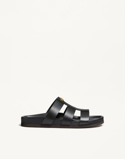Sandália Studshield Slide em couro de bezerro