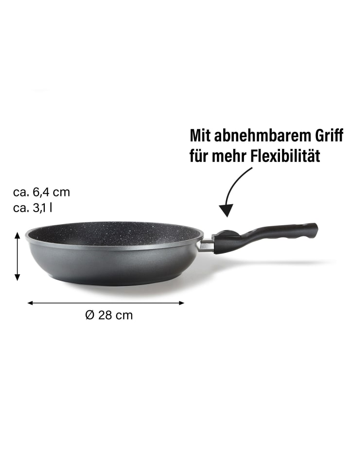 Stoneline Schmorpfanne mit abnehmbarem Griff | ohne Deckel in Anthrazit | 28cm günstig kaufen Ø 28 cm