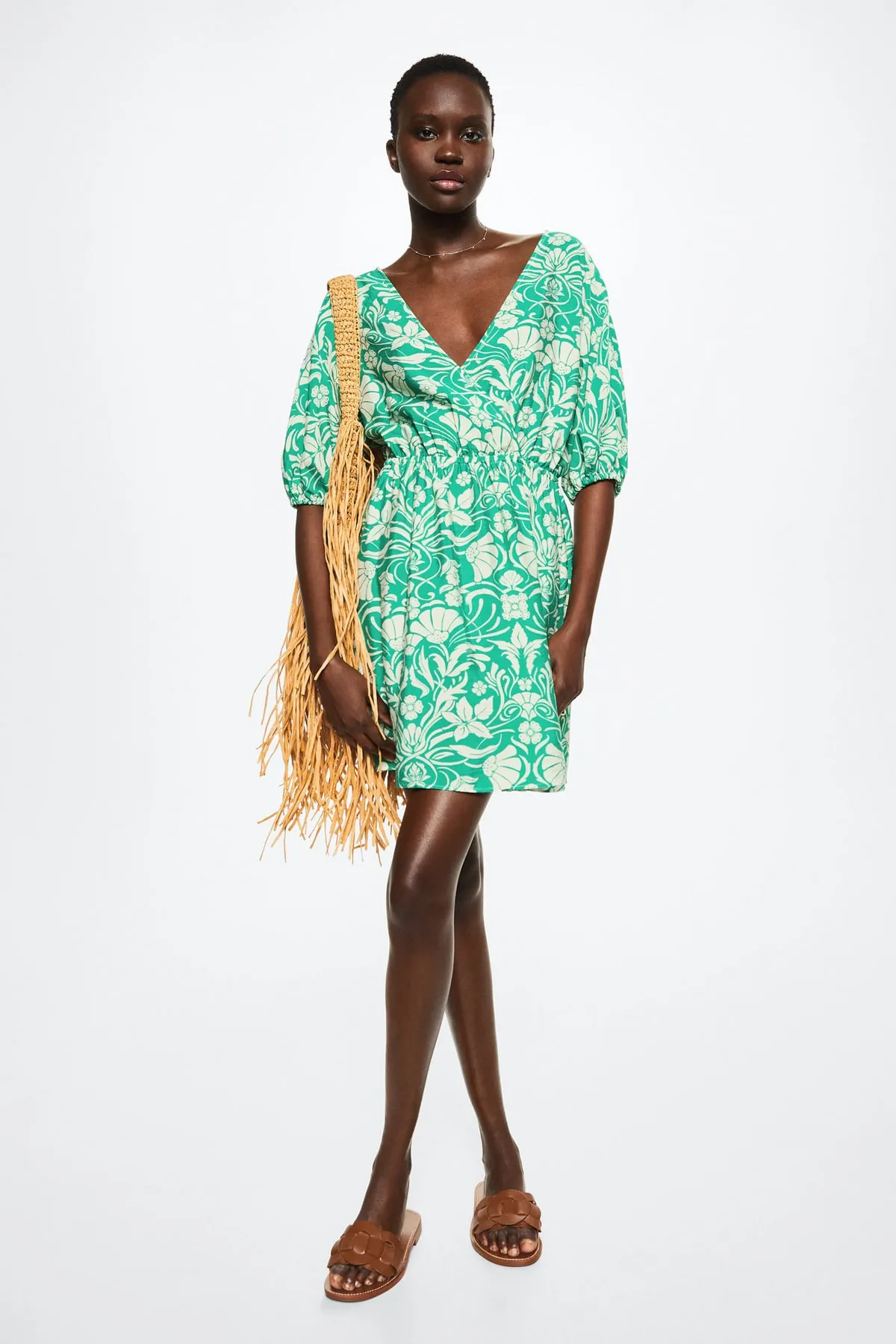 MANGO  Grünes Damenkleid 37072881
