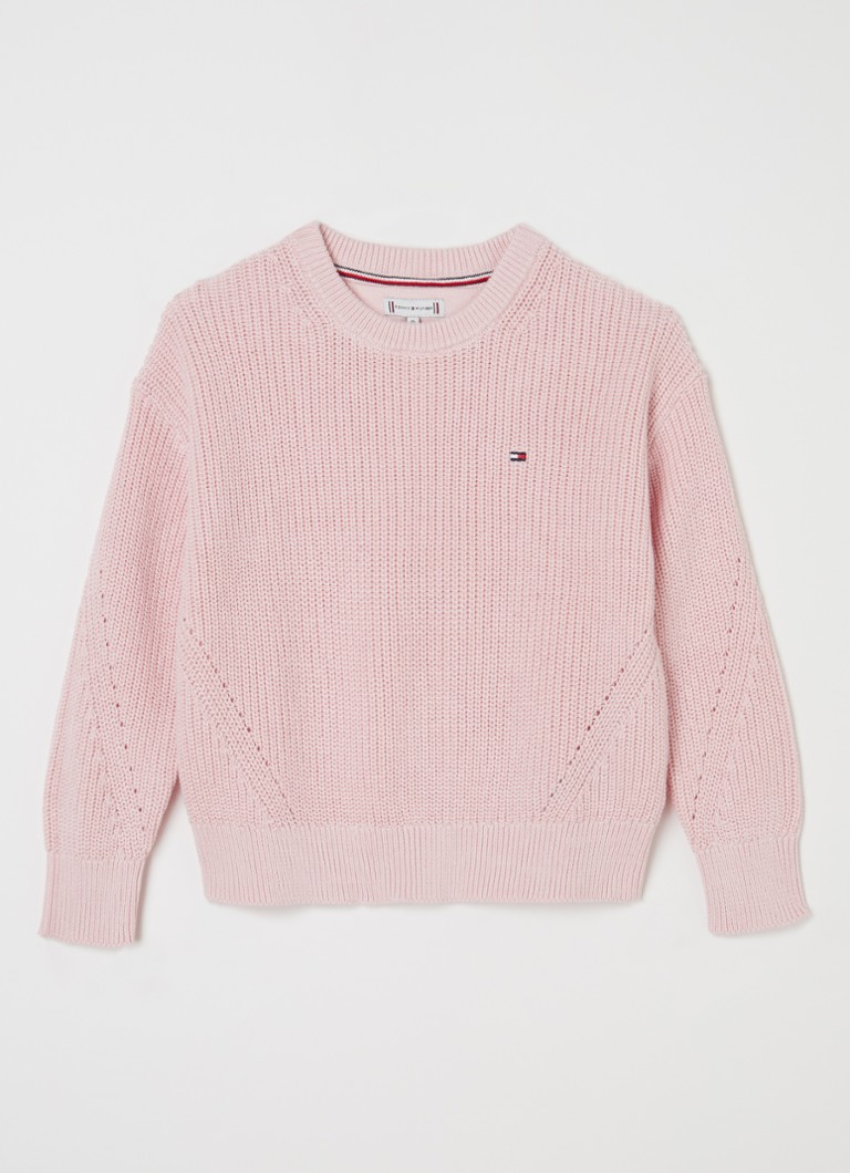 Tommy Hilfiger Essential fino pleteni džemper s vezom logotipa