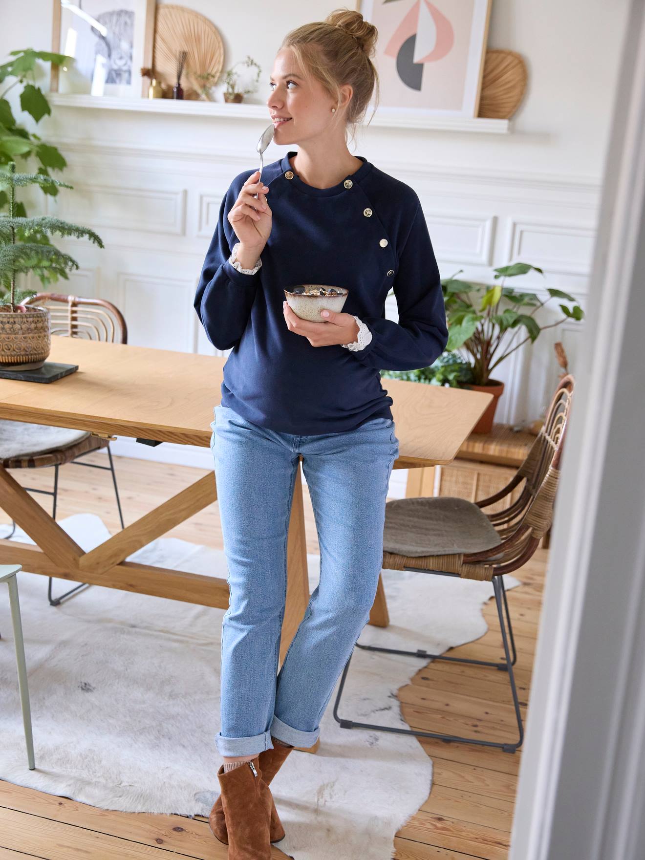 Sweat molleton grossesse et allaitement camel