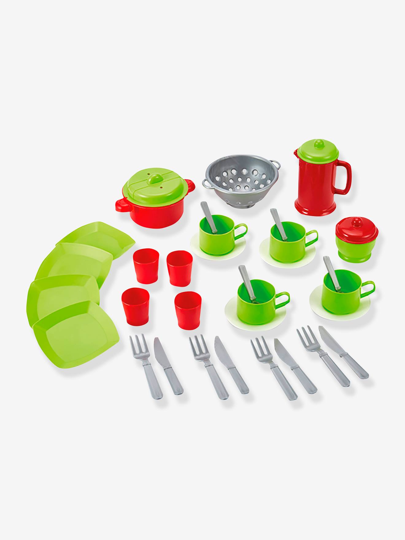 Ecoiffier Kinder Picknick-Geschirr 100 % CHEF ECOIFFIER, 35 Teile - grün