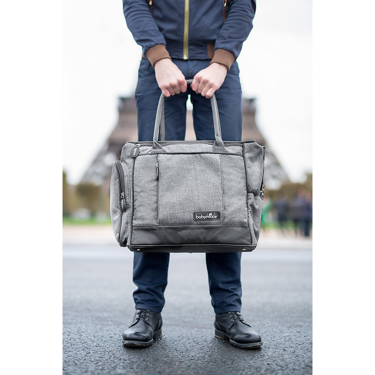 Wickeltasche Essential Bag, grau meliert