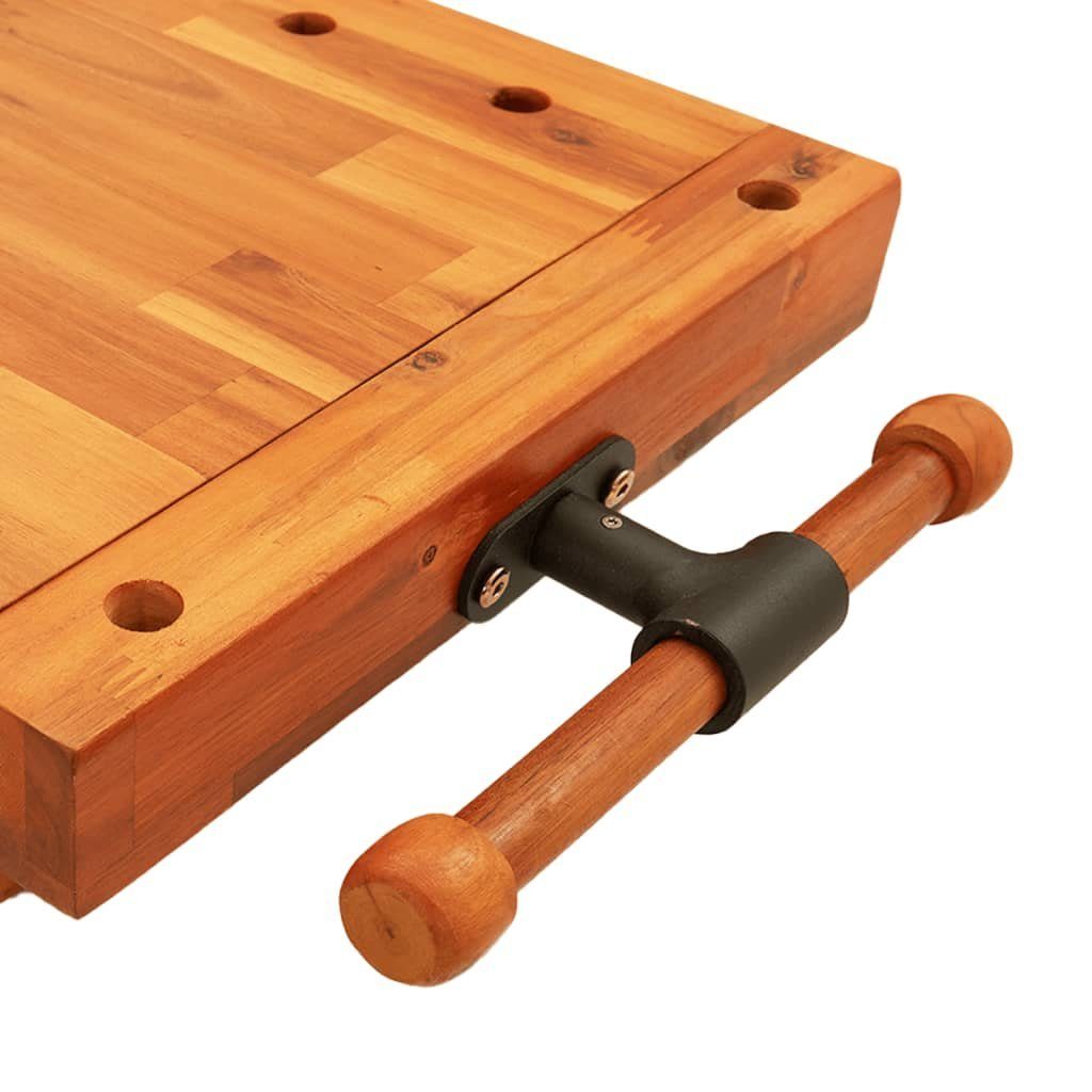vidaXL Werkbank Werkbankplatte mit Schraubstock 52x44x9,5 cm Massivholz Akazie, (1-tlg)