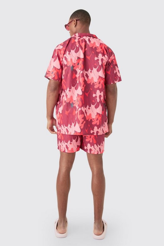 Oversize Ripstop Graffiti Hemd & Badehose