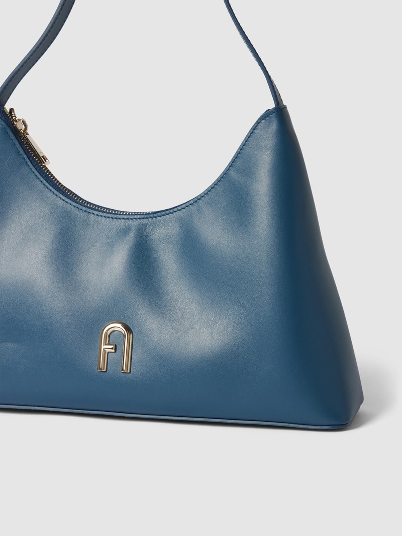 Hobo Bag mit Label-Applikation Modell 'DIAMANTE' in marineblau