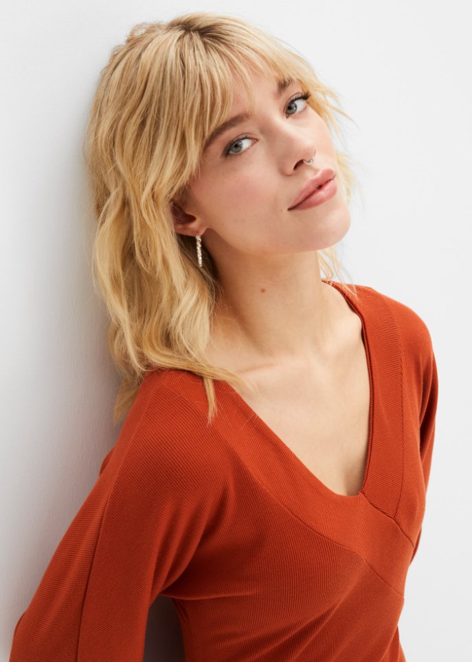 Ripp-Shirtkleid in Wickeloptik