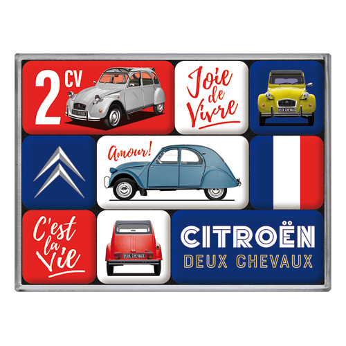 Nostalgic Art Magnet-Set, Motiv "Citroen - 2CV C´est la vie", 1 Stück, 9-teilig - ATU