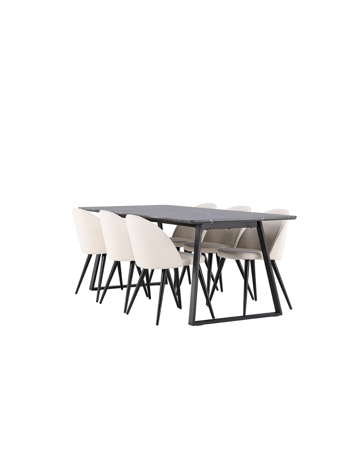ebuy24 Essgruppe Malaga (7-teilig) Dunkelgrau 200 x 90 cm günstig kaufen onesize