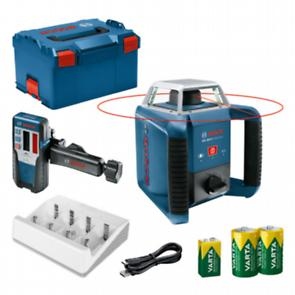 Laserový přijímač Bosch GRL 400 H, rotační laser, 1x 9V baterie, 2x 1,2V baterie a nabíječka v L-BOXX